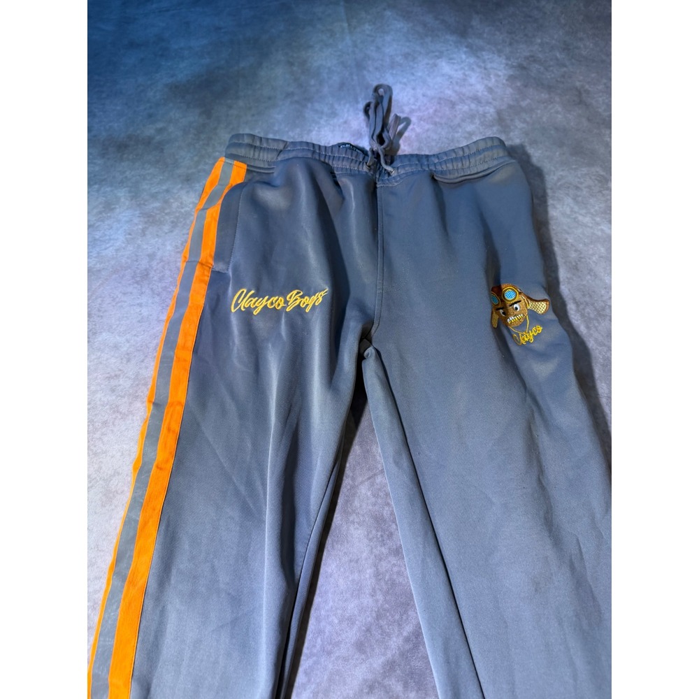 Rebel Minds Clayco Boys Track Pants Gray Orange Reflective Stripe Mens Large - Picture 2 of 7